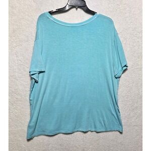 Mossimo Women's XXL Aqua Blue Scoop Neck Short Sleeve Pocket Tee Relaxed Fit Top